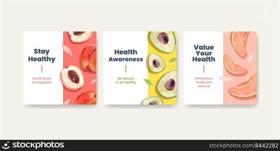 Advertise template with world health day concept design for marketing watercolor illustration 