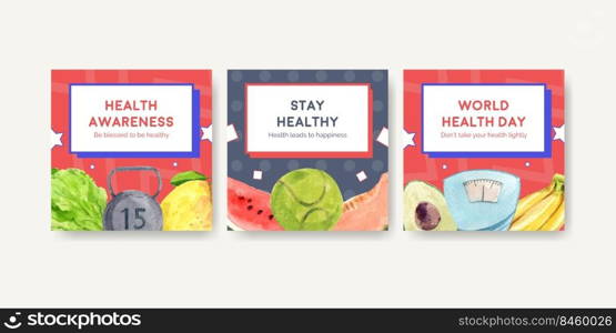 Advertise template with world health day concept design for marketing watercolor illustration 