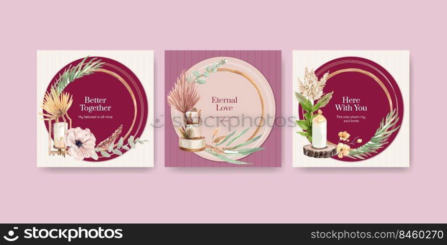 Advertise with wedding ceremony concept design watercolor illustration 