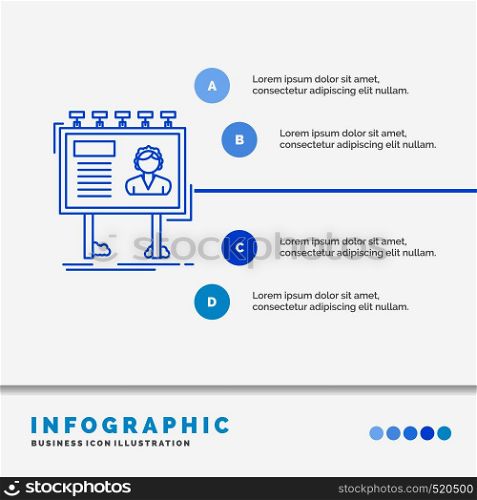 advertisement, advertising, billboard, poster, board Infographics Template for Website and Presentation. Line Blue icon infographic style vector illustration. Vector EPS10 Abstract Template background