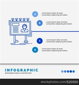 advertisement, advertising, billboard, poster, board Infographics Template for Website and Presentation. Line Blue icon infographic style vector illustration. Vector EPS10 Abstract Template background