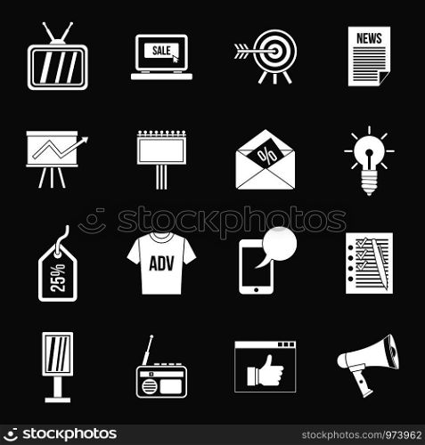 Advertisement icons set vector white isolated on grey background . Advertisement icons set grey vector