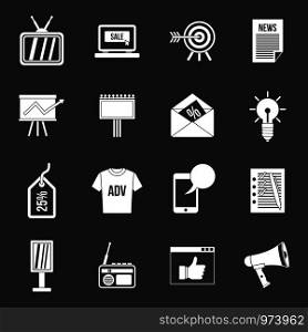 Advertisement icons set vector white isolated on grey background . Advertisement icons set grey vector