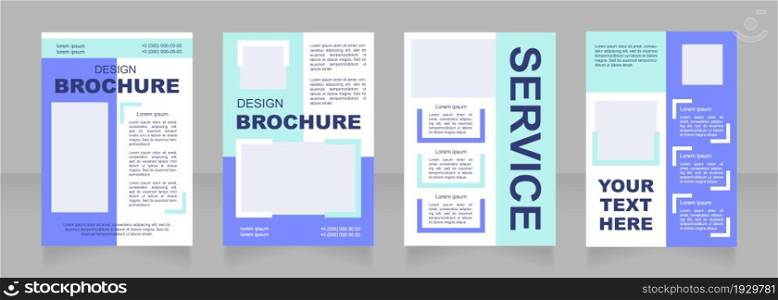 Advertisement service blue blank brochure layout design. Promotional event. Vertical poster template set with empty copy space for text. Premade corporate report collection. Editable flyer paper pages. Advertisement service blue blank brochure layout design