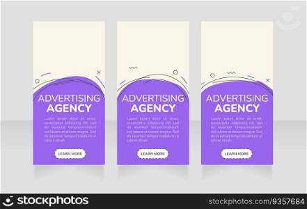 Advertising agency vertical web banner design template. Vector flyer with text space. Advertising placard with customized copyspace. Promotional printable poster for advertising. Graphic layout. Advertising agency vertical web banner design template