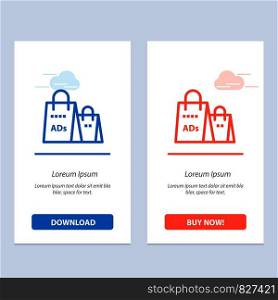 Advertising, Bag, Purse, Shopping Ad, Shopping Blue and Red Download and Buy Now web Widget Card Template