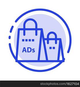 Advertising, Bag, Purse, Shopping Ad, Shopping Blue Dotted Line Line Icon