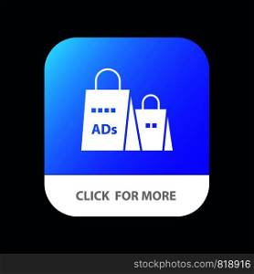 Advertising, Bag, Purse, Shopping Ad, Shopping Mobile App Button. Android and IOS Glyph Version
