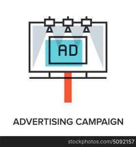 advertising campaign. Vector illustration of advertising campaign flat line design concept.