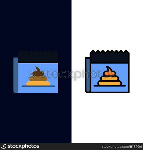 Advertising, Fake, Hoax, Journalism, News Icons. Flat and Line Filled Icon Set Vector Blue Background