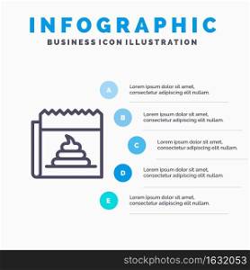 Advertising, Fake, Hoax, Journalism, News Line icon with 5 steps presentation infographics Background
