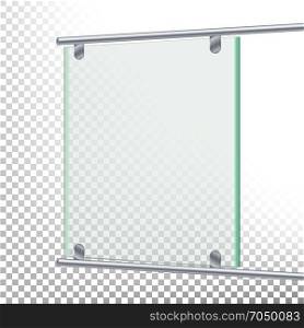 Advertising Glass Board Vector. Banner Mockup Illustration. Empty Glass Screen Banner. Advertising Glass Board Vector. Banner Mockup Illustration. Empty Glass Screen