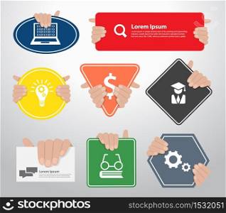 Advertising: Hand holding empty paper, Vector illustration template design