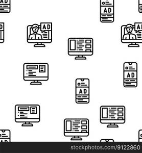 advertising media internet vector seamless pattern thin line illustration. advertising media internet vector seamless pattern