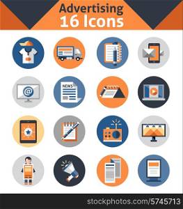 Advertising media support marketing and promotion icons set isolated vector illustration