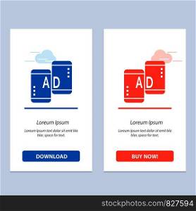 Advertising, Mobile, Mobile Advertising, Marketing Blue and Red Download and Buy Now web Widget Card Template