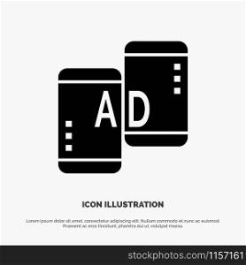 Advertising, Mobile, Mobile Advertising, Marketing solid Glyph Icon vector
