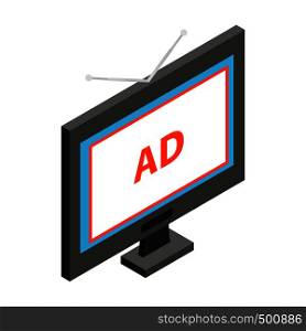 Advertising on TV icon in isometric 3d style on a white background. Advertising on TV icon, isometric 3d style