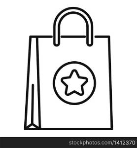 Advertising paper bag icon. Outline advertising paper bag vector icon for web design isolated on white background. Advertising paper bag icon, outline style
