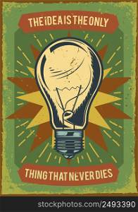 Advertising poster design with illustration of a bulb.