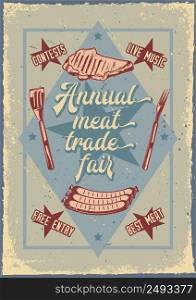 Advertising poster design with illustration of grilled meat on background.