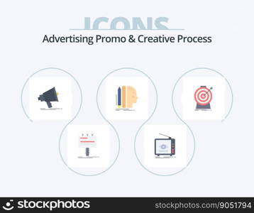 Advertising Promo And Creative Process Flat Icon Pack 5 Icon Design. ruler. design. television. megaphone. marketing