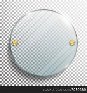 Advertising Round Glass Blank. 3d Realistic Vector Illustration. Circle Advertising Glass Board. Mock-up Template On Transparent Background. Advertising Round Glass Blank. 3d Realistic Vector Illustration. Circle Advertising Glass Board. Mock-up On Transparent Background