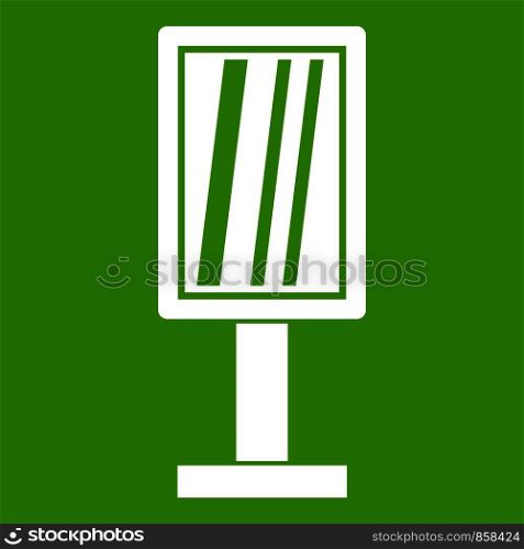 Advertising stand icon white isolated on green background. Vector illustration. Advertising stand icon green