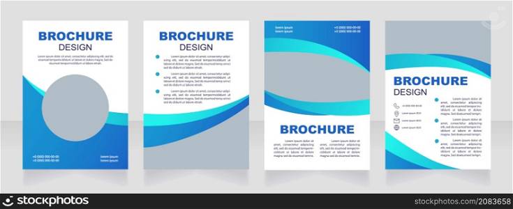 Advertising wellness service blue blank brochure design. Healthcare. Template set with copy space for text. Premade corporate reports collection. Editable 4 paper pages. Myriad Pro, Arial fonts used. Advertising wellness service blue blank brochure design