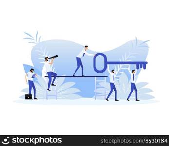 Advertising with key people. Vector illustration. Business banner.. Advertising with key people. Vector illustration. Business banner