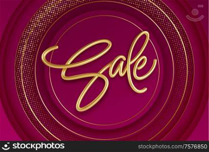 Advertising with sale golden lettering. Shopping promotion design. Realistic 3d illustration. Vector illustration EPS10. Advertising with sale golden lettering. Shopping promotion design. Realistic 3d illustration. Vector illustration