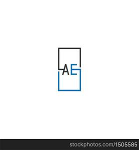 AE logo letter design concept in black and blue color