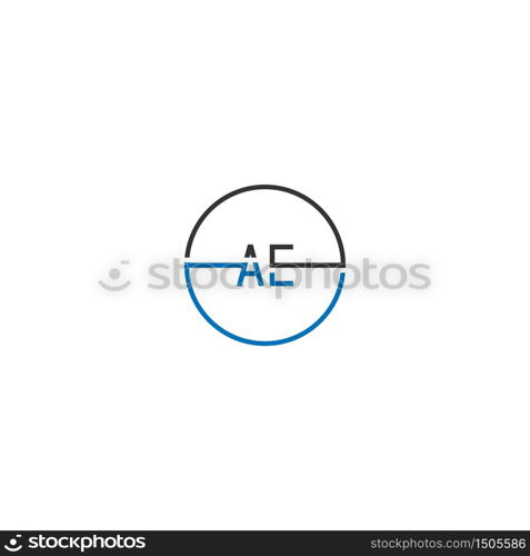 AE logo letter design concept in black and blue color