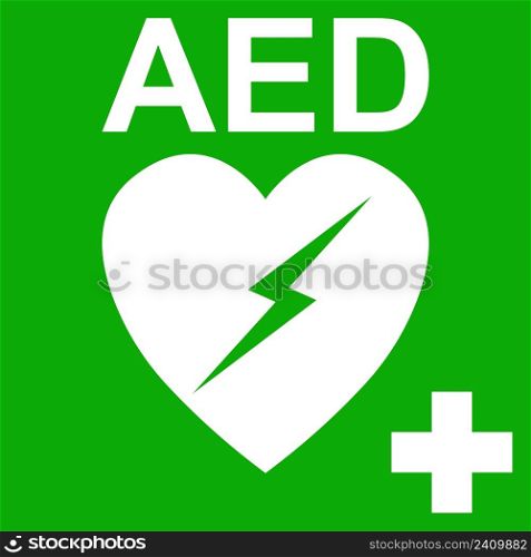AED Automatic External Defibrillator Symbol, Heart