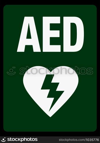 AED Sign Green and White Vector illustration eps 10