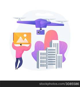 Aerial photography abstract concept vector illustration. Aerial commercial photography, air survey services, drone photo of event, remote sensing technique, property advertising abstract metaphor.. Aerial photography abstract concept vector illustration.