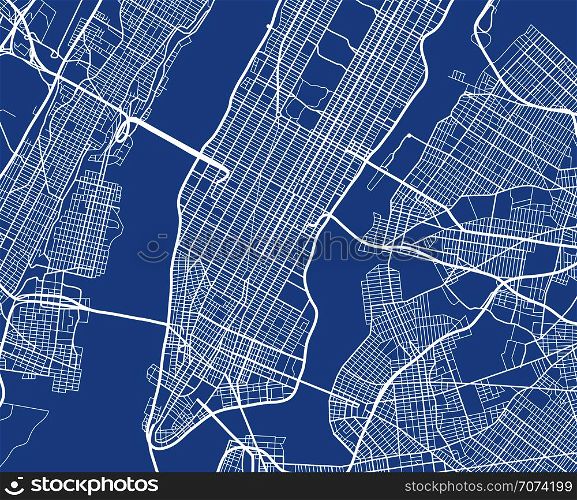 Aerial view USA New York city vector street map. City street aerial map new york illustration. Aerial view USA New York city vector street map