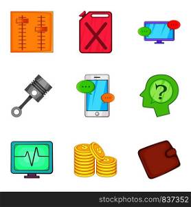 Aeroengine icons set. Cartoon set of 9 aeroengine vector icons for web isolated on white background. Aeroengine icons set, cartoon style