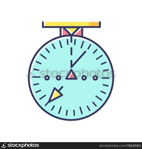 Aeronautical navigational radar RGB color icon. Modern navigation technology for aircrafts.. Radio frequency scanner with indicators isolated vector illustration. Aeronautic navigational radar RGB color icon