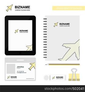 Aeroplane Business Logo, Tab App, Diary PVC Employee Card and USB Brand Stationary Package Design Vector Template
