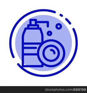 Aerosol, Bottle, Cleaning, Spray Blue Dotted Line Line Icon