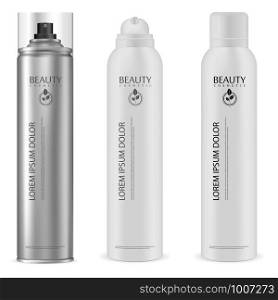 Aerosol Can. Aluminium Spray Bottle Mock Up. cosmetic Hairspray Container. Aluminum Cylinder Tin with Dispenser for Shave Cream, Gel, Paint, Antiperspirant. 3d Packaging Render. Aerosol Can. Aluminium Spray Bottle Mock Up