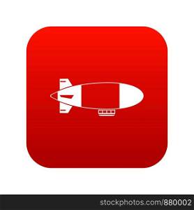 Aerostat airship icon digital red for any design isolated on white vector illustration. Aerostat airship icon digital red