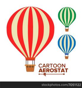 Aerostat Balloon Vector. Vintage Transport. Hot Air Balloons. Cartoon Flat Isolated Illustration. Aerostat Ballon Vector. Vintage Transport. Hot Air Balloons. Cartoon Flat Isolated
