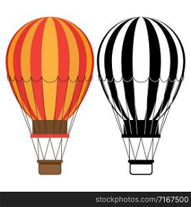 Aerostat vector icons. Hot air balloons isolated on white background. Illustration of hot air balloon with basket. Aerostat vector icons. Hot air balloons isolated on white background
