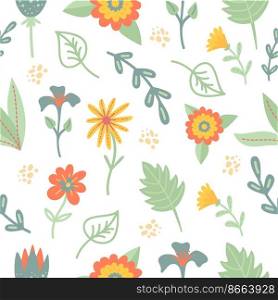 Aesthetic floral seamless pattern. Eclectic flowers decor, minimal cute print with drawing leaves. Abstract amazing scandi boho neoteric vector background. Illustration of floral doodle trendy. Aesthetic floral seamless pattern. Eclectic flowers decor, minimal cute print with drawing leaves. Abstract amazing scandi boho neoteric vector background