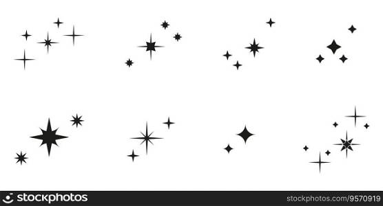 aesthetic y2k star elements compositions set. Stock vector illustration in simple 2000s style isolated on white background. aesthetic y2k star elements compositions set.