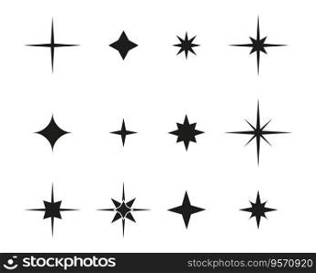 aesthetic y2k star elements set. Stock vector illustration in simple 2000s style isolated on white background. aesthetic y2k star elements set.