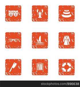 Affectation icons set. Grunge set of 9 affectation vector icons for web isolated on white background. Affectation icons set, grunge style