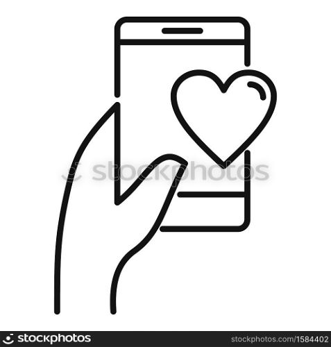 Affection phone sms icon. Outline affection phone sms vector icon for web design isolated on white background. Affection phone sms icon, outline style